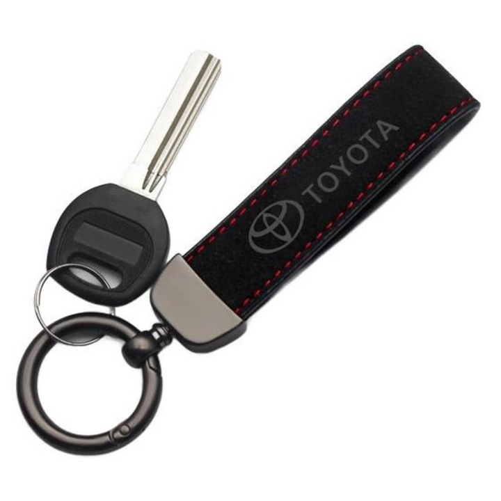 Breloc auto, TOYOTA, piele, negru