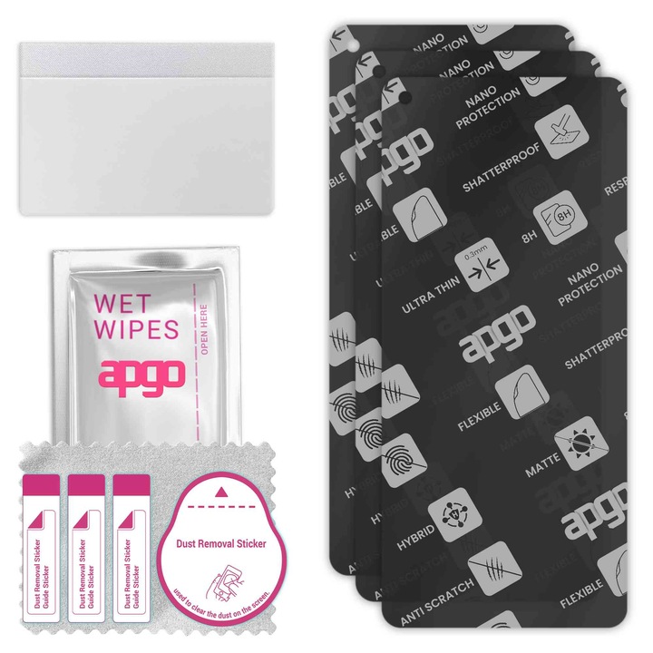 3x apgo MATTE sticla de protectie hibrida compatibila cu Oppo Reno7 SE 5G, sticla nano flexibila, inlocuire excellenta pentru sticla temperata, rezistenta la zgarieturi