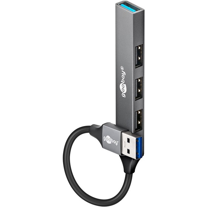 Hub USB 4-Port Goobay Slim, USB-A la USB-A, 5 Gbit/s