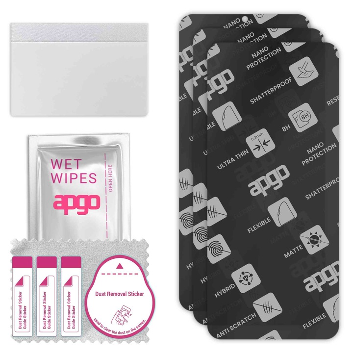 3x APGO MATTE хибридно защитно стъкло, съвместимо с Sharp Aquos V6 Plus, гъвкаво нано стъкло, отличен заместител на закалено стъкло, устойчиво на надраскване