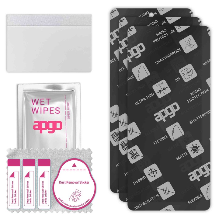 3x apgo MATTE sticla de protectie hibrida compatibila cu Samsung Galaxy M53 5G, sticla nano flexibila, inlocuire excellenta pentru sticla temperata, rezistenta la zgarieturi