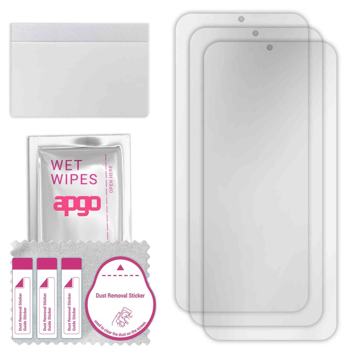 3x apgo протектор за екран за ZTE Blade A53 – цял дисплей, гланцов, хидрогел, пълно лепене, 5D