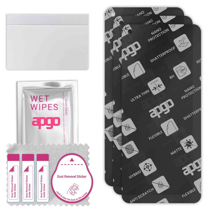 3x apgo MATTE sticla de protectie hibrida compatibila cu Oppo Reno8 Lite 5G, sticla nano flexibila, inlocuire excellenta pentru sticla temperata, rezistenta la zgarieturi