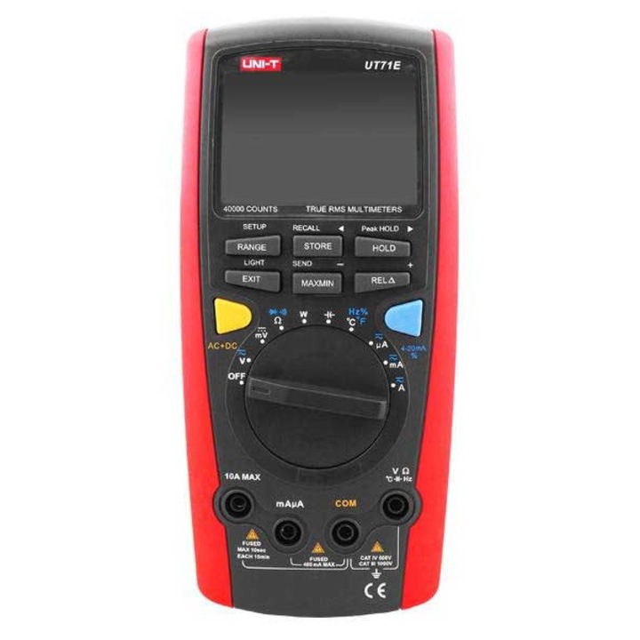 Multimetru digital UNI-T UT71E, masurare tensiune 1000V AC/DC, curent 10A, rosu-gri, 200x93x40mm