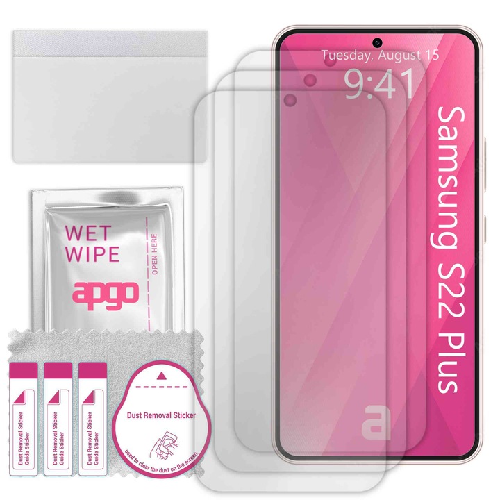 3x folie de protectie apgo pentru Samsung Galaxy S22 Plus – afisare completa, lucioasa, hidrogel, full glue, 5D