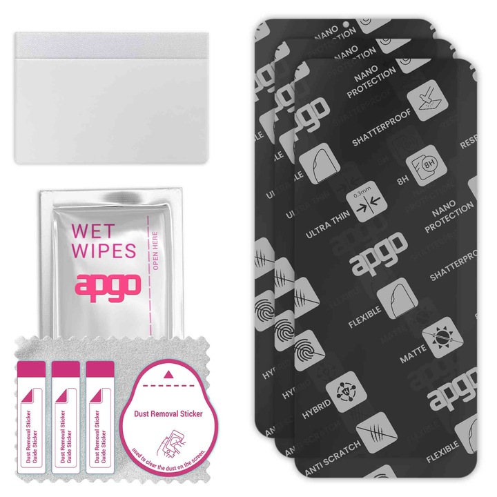 3x APGO MATTE хибридно защитно стъкло, съвместимо с Vivo Y77E, гъвкаво нано стъкло, отличен заместител на закалено стъкло, устойчиво на надраскване