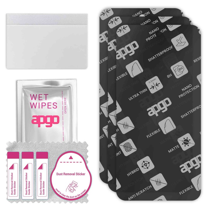 3x APGO MATTE хибридно защитно стъкло, съвместимо с Sharp Aquos V6 5G, гъвкаво нано стъкло, отличен заместител на закалено стъкло, устойчиво на надраскване