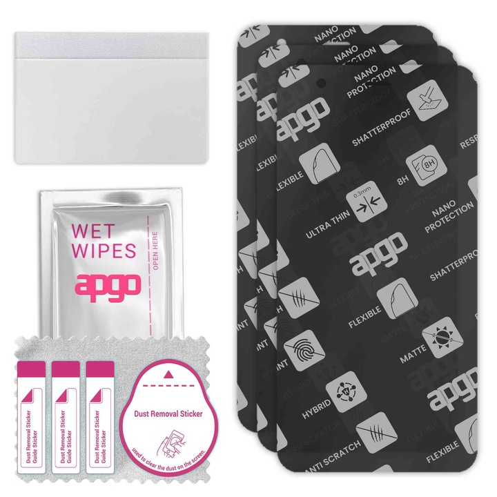 3x APGO MATTE хибридно защитно стъкло, съвместимо със ZTE Blade A32, гъвкаво нано стъкло, отличен заместител на закалено стъкло, устойчиво на надраскване