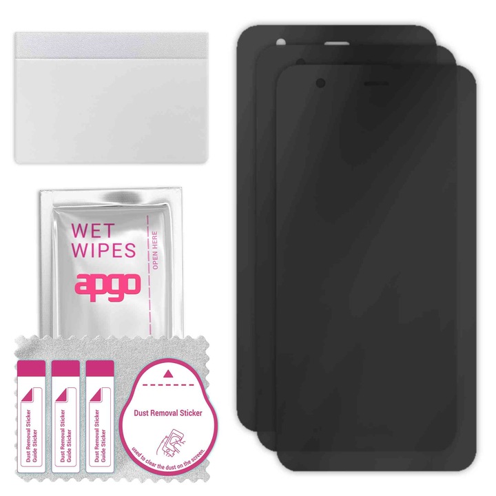 3x apgo PRIVACY защитно стъкло за ZTE Blade A32 – хибридно стъкло, пълно лепило, гъвкаво стъкло