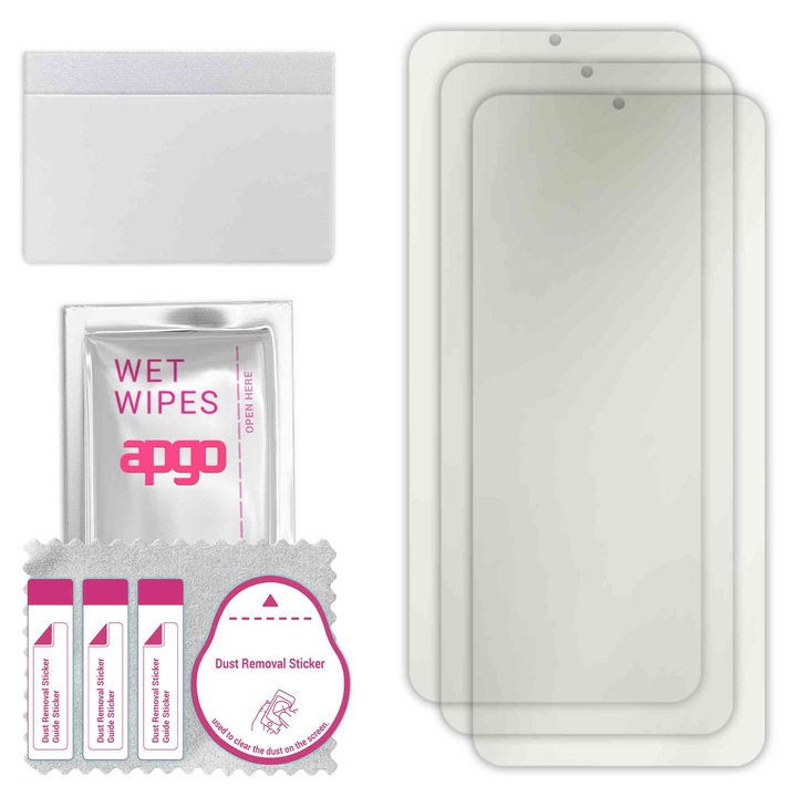 3x МАТОВ протектор за екран apgo за Oppo A17k – самозалепващ се, цял дисплей, хидрогел, защита от надраскване, пълно лепене, 5D