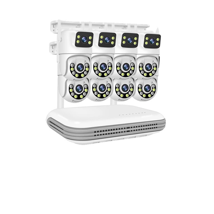 Kit supraveghere video PNI House WiFi660 NVR 8 canale si 4 camere wireless de exterior 3MP, P2P, IP66