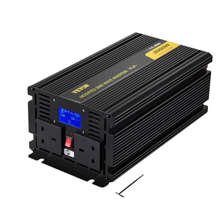 Модифициран синусоидален инвертор, 3000W, 12V DC, 240V AC, LCD екран, интелигентен защитен комплект