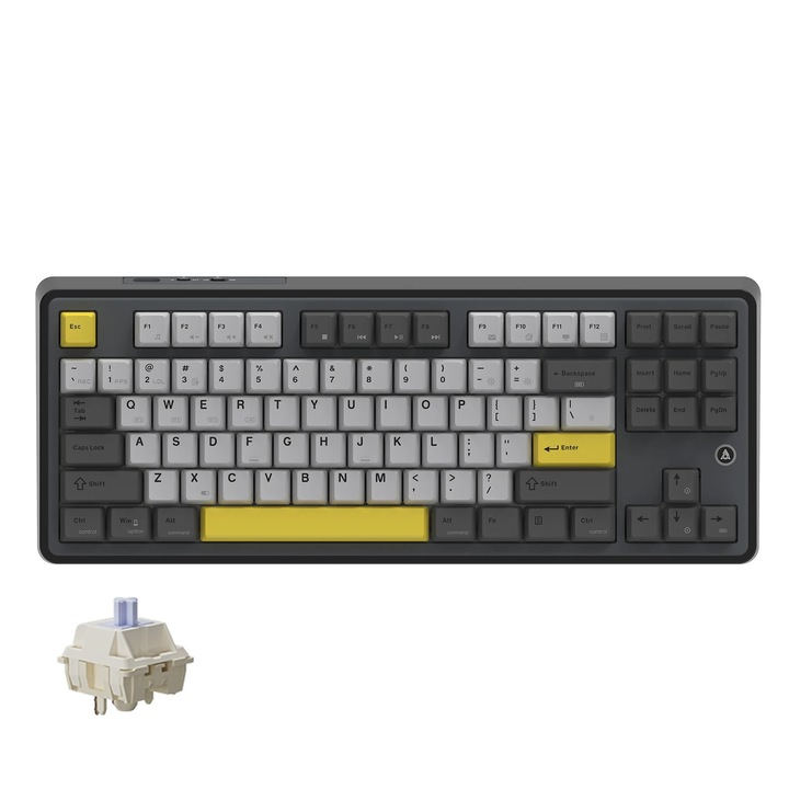 AK870, Tastatura mecanica de gaming, Wireless 2, 4 GHz, 88 taste, Layout englezesc, Baterie inclusa, Negru