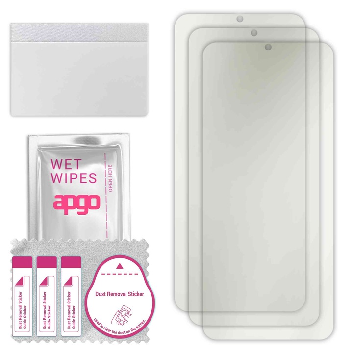 3x МАТОВ apgo протектор за екран за Umidigi G3 Plus – самозалепващ се, цял дисплей, хидрогел, защита от надраскване, пълно лепене, 5D