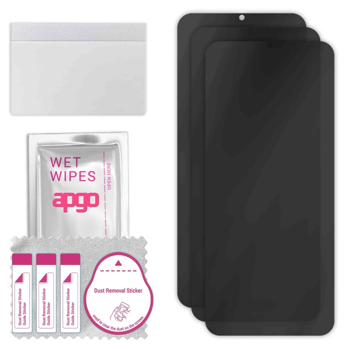 3x apgo PRIVACY защитно стъкло за Vivo Y17s – хибридно стъкло, пълно лепило, гъвкаво стъкло