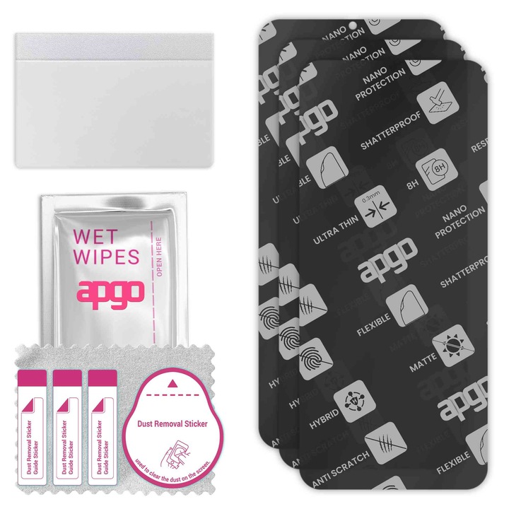 3x APGO MATTE хибридно защитно стъкло, съвместимо с Vivo Y17s, гъвкаво нано стъкло, отличен заместител на закалено стъкло, устойчиво на надраскване