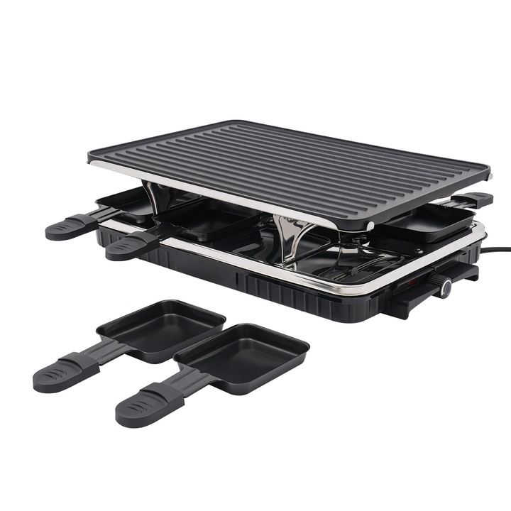 Gratar electric de masa pentru BBQ coreean, HB-506, 1300 W, 220–240 V cu stecher UE, invelis antiaderent, pana la 230°C, pentru 6–8 persoane, Negru