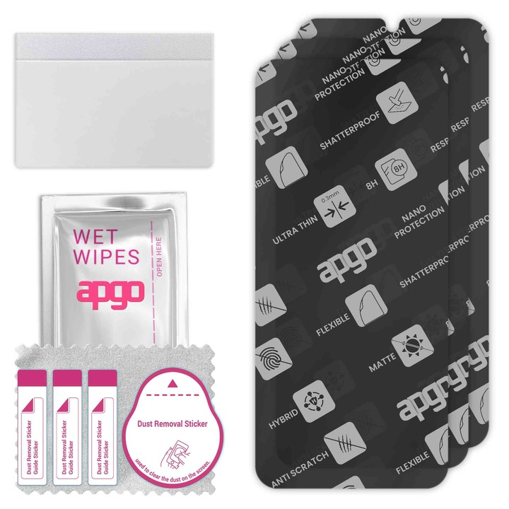 3x APGO MATTE хибридно защитно стъкло, съвместимо с Xiaomi Redmi 14C 5G, гъвкаво нано стъкло, отличен заместител на закалено стъкло, устойчиво на надраскване