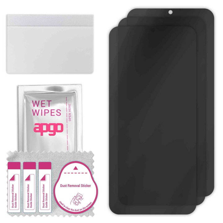 3x Sticla de protectie PRIVACY apgo pentru Samsung Galaxy A35 5G – sticla hibrid, full glue, flexible glass