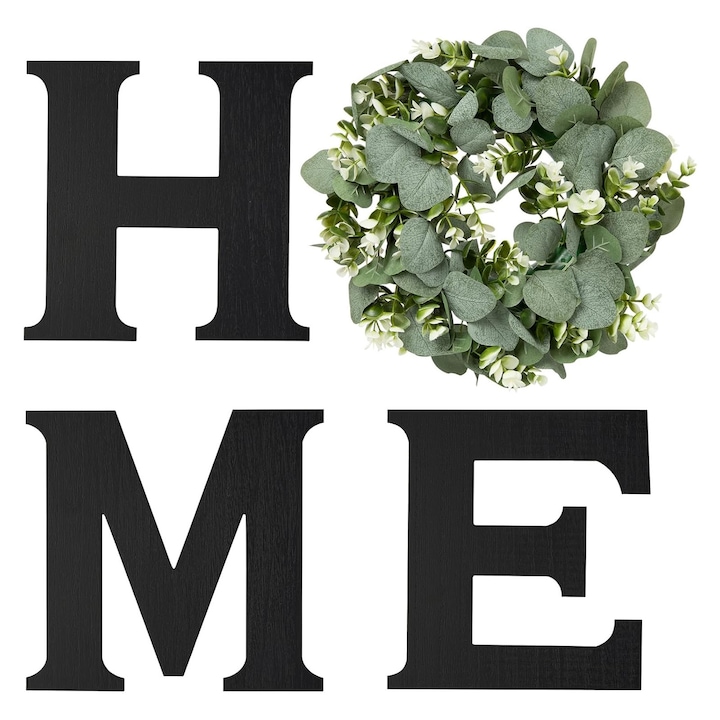 Set decorativ de litere din lemn cu coronita, Axroad Mall, Decorare perete cu alfabet, Rezistenta de lunga durata, Usor de intretinut, Pentru decorarea dormitoarelor, a camerelor de zi si a salilor de expozitie, Multicolor