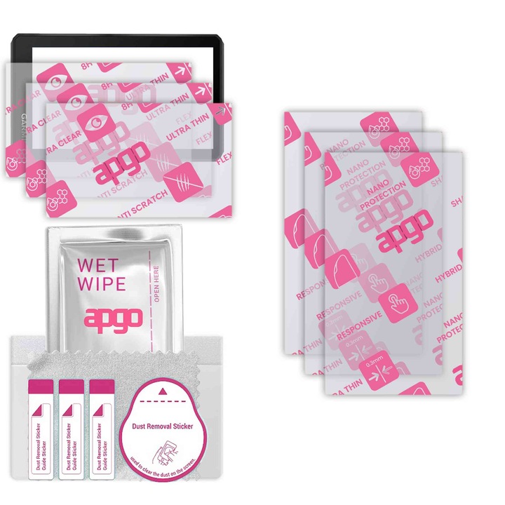 3x apgo Ultra-Clear Hybrid sticla protectoare compatibila cu Garmin Zumo XT, sticla nano flexibila, inlocuire excelenta pentru sticla temperata, rezistenta la zgarieturi