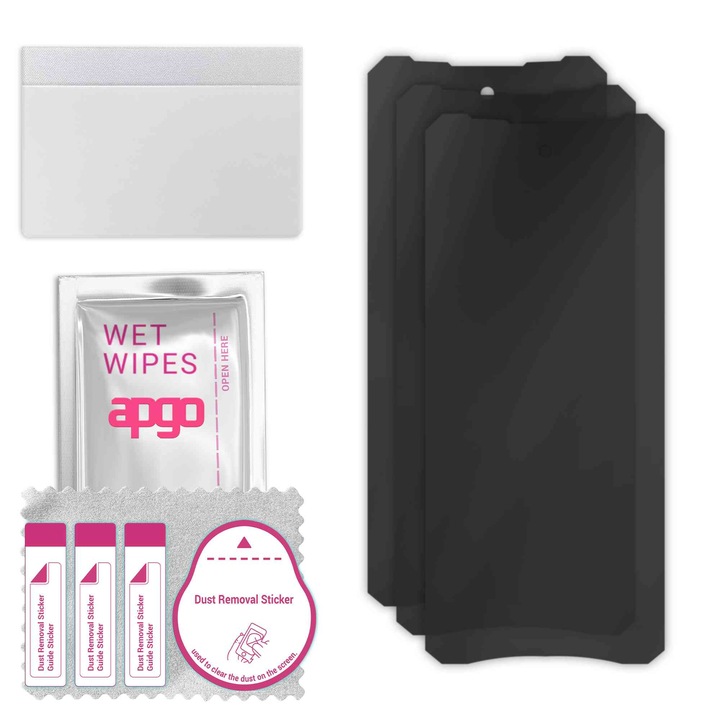3 db-os apgo Privacy védő üvegfólia, Doogee V40 Pro-hoz – hibrid üveg, Full Glue, rugalmas üveg