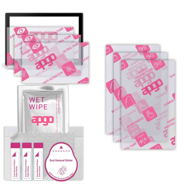 3x apgo Ultra-Clear Hybrid sticla protectoare compatibila cu Garmin Drive 53, sticla nano flexibila, inlocuire excelenta pentru sticla temperata, rezistenta la zgarieturi