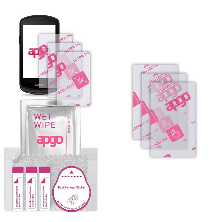 3x apgo Ultra-Clear Hybrid sticla protectoare compatibila cu Garmin Edge 1040 Solar, sticla nano flexibila, inlocuire excelenta pentru sticla temperata, rezistenta la zgarieturi