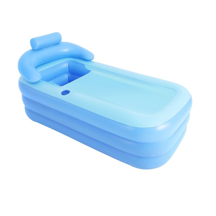 Cada portabila, albastra, design ergonomic, PVC, 160x84x64cm, pliabila