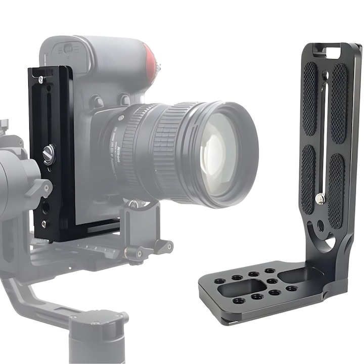 Camera Suport L Trepied, Axroad Mall, Suport cu eliberare rapida pentru aparat foto, Cu comutare orizontala verticala placa de eliberare rapida compatibila, Accesoriu, Pentru camera SD, canon, sony, Aliaj de aluminiu, 135x75 mm