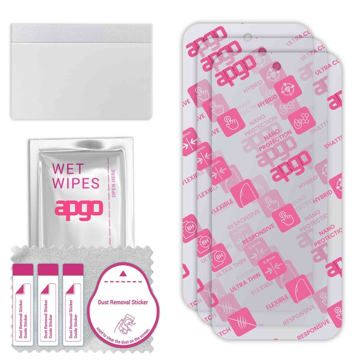 3x apgo Ultra-Clear Hybrid sticla protectoare compatibila cu Google Pixel 9a, sticla nano flexibila, inlocuire excelenta pentru sticla temperata, rezistenta la zgarieturi