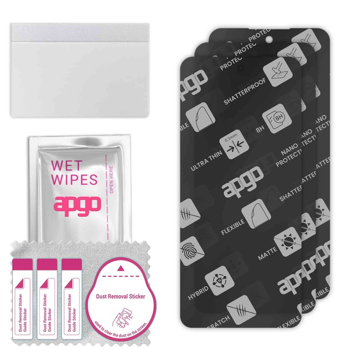 3x apgo MATTE sticla de protectie hibrida compatibila cu Xiaomi Redmi A3 Pro, sticla nano flexibila, inlocuire excellenta pentru sticla temperata, rezistenta la zgarieturi