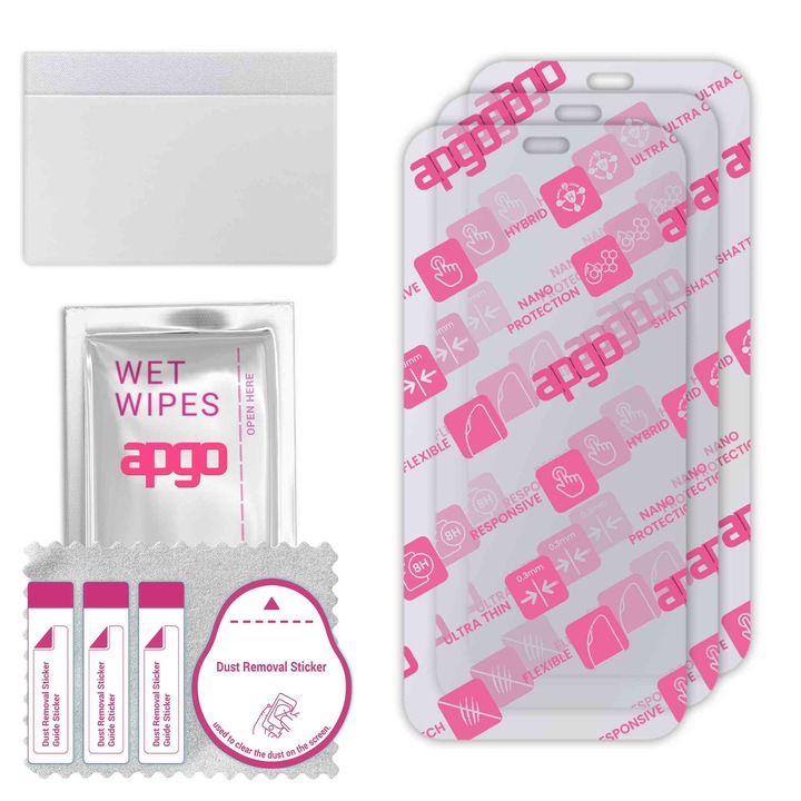 3x apgo Ultra-Clear Hybrid sticla protectoare compatibila cu Honor Play 9T Pro, sticla nano flexibila, inlocuire excelenta pentru sticla temperata, rezistenta la zgarieturi