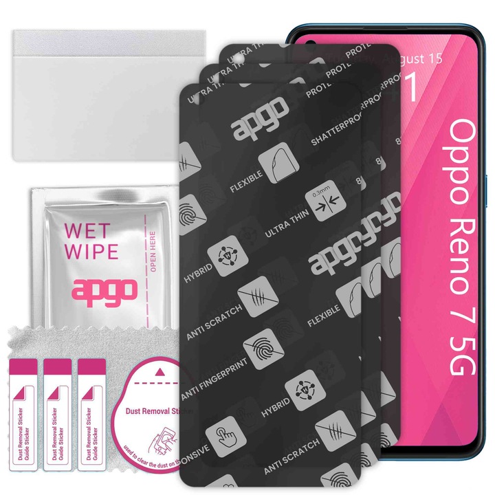 3x APGO MATTE хибридно защитно стъкло, съвместимо с Oppo Reno7 5G, гъвкаво нано стъкло, отличен заместител на закалено стъкло, устойчиво на надраскване