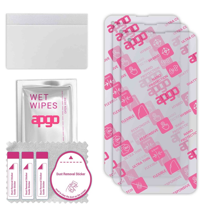 3x apgo Ultra-Clear Hybrid sticla protectoare compatibila cu Infinix Hot 9, sticla nano flexibila, inlocuire excelenta pentru sticla temperata, rezistenta la zgarieturi