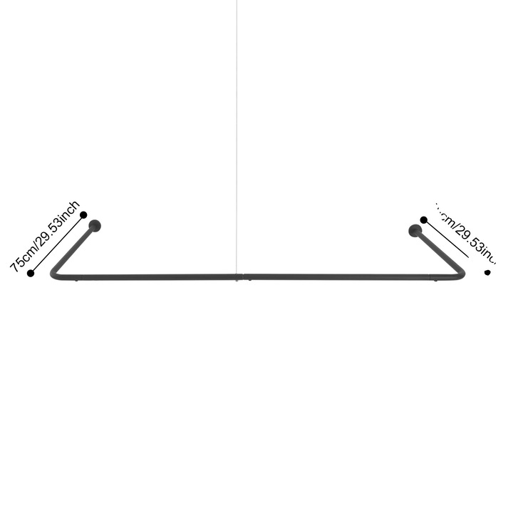 Suport perdea de dus U, lungime ajustabila, montare pe perete, negru, 150-190cm