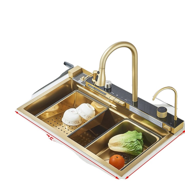 Konyhai mosogató csapteleppel, integrált kialakítás, egymedencés, aláépíthető, szálcsiszolt rozsdamentes acél, 75x45 cm, 60x45 cm