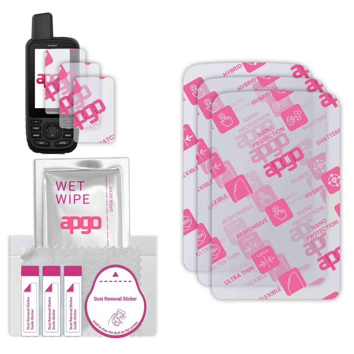 3x apgo Ultra-Clear Hybrid sticla protectoare compatibila cu Garmin GPSMAP 67, sticla nano flexibila, inlocuire excelenta pentru sticla temperata, rezistenta la zgarieturi