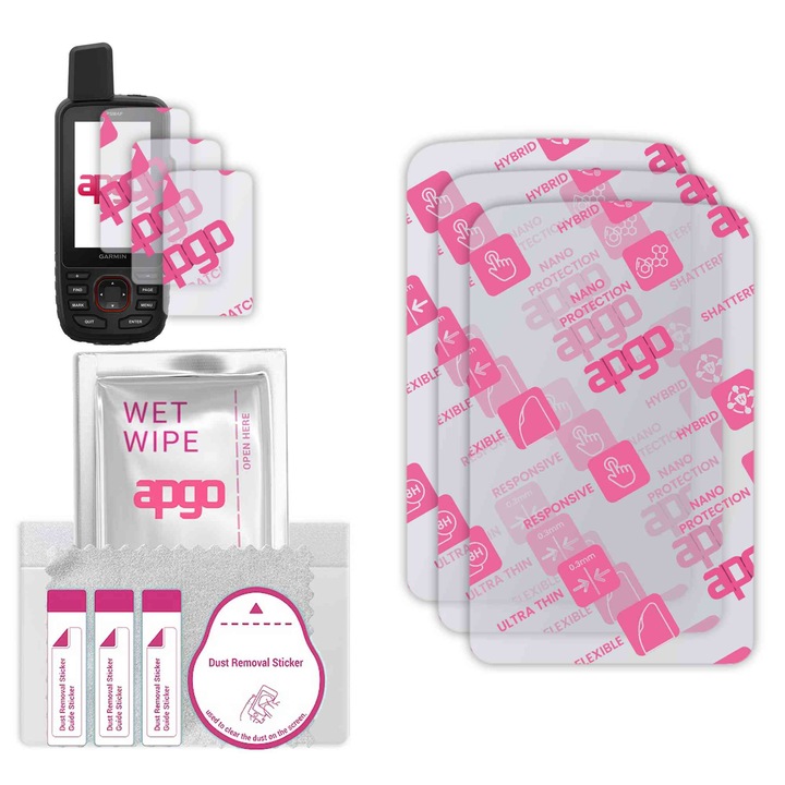 3x apgo Ultra-Clear Hybrid sticla protectoare compatibila cu Garmin GPSMAP 66i, sticla nano flexibila, inlocuire excelenta pentru sticla temperata, rezistenta la zgarieturi