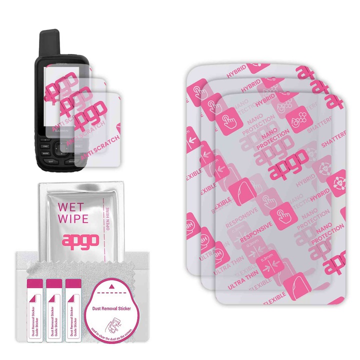 3x apgo Ultra-Clear Hybrid sticla protectoare compatibila cu Garmin GPSMAP 66sr, sticla nano flexibila, inlocuire excelenta pentru sticla temperata, rezistenta la zgarieturi
