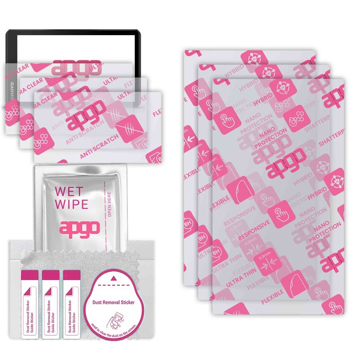 3x apgo Ultra-Clear Hybrid sticla protectoare compatibila cu Garmin Tread 2, sticla nano flexibila, inlocuire excelenta pentru sticla temperata, rezistenta la zgarieturi