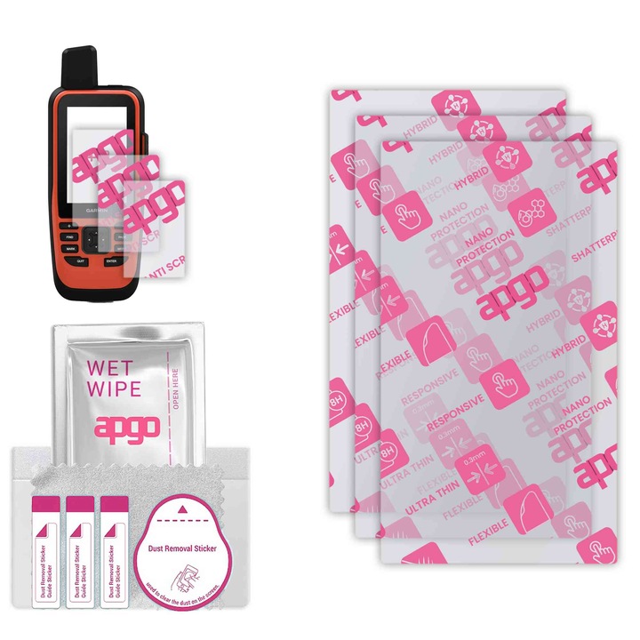 3x apgo Ultra-Clear Hybrid sticla protectoare compatibila cu Garmin GPSMAP 86i, sticla nano flexibila, inlocuire excelenta pentru sticla temperata, rezistenta la zgarieturi