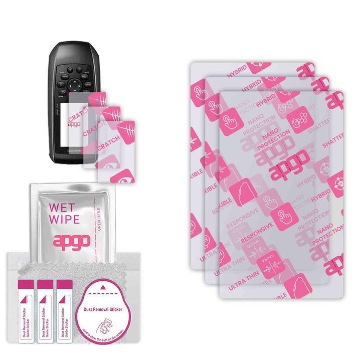 3x apgo Ultra-Clear Hybrid sticla protectoare compatibila cu Garmin GPS 73, sticla nano flexibila, inlocuire excelenta pentru sticla temperata, rezistenta la zgarieturi