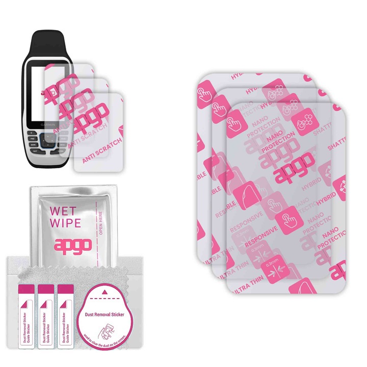 3x apgo Ultra-Clear Hybrid sticla protectoare compatibila cu Garmin GPS 79s, sticla nano flexibila, inlocuire excelenta pentru sticla temperata, rezistenta la zgarieturi