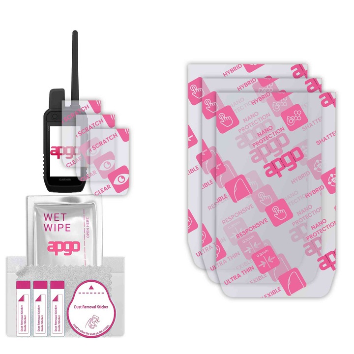 3x apgo Ultra-Clear Hybrid sticla protectoare compatibila cu Garmin Alpha 300i K, sticla nano flexibila, inlocuire excelenta pentru sticla temperata, rezistenta la zgarieturi