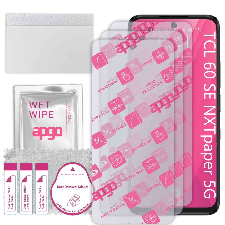 3x apgo Ultra-Clear Hybrid sticla protectoare compatibila cu TCL 60 SE NXTpaper 5G, sticla nano flexibila, inlocuire excelenta pentru sticla temperata, rezistenta la zgarieturi