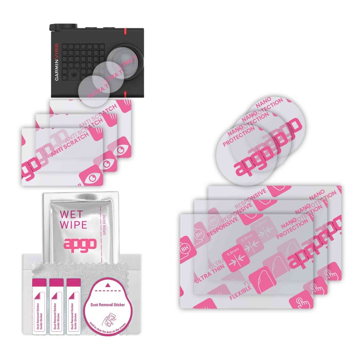 3x apgo Ultra-Clear Hybrid sticla protectoare compatibila cu Garmin VIRB Ultra 30, sticla nano flexibila, inlocuire excelenta pentru sticla temperata, rezistenta la zgarieturi