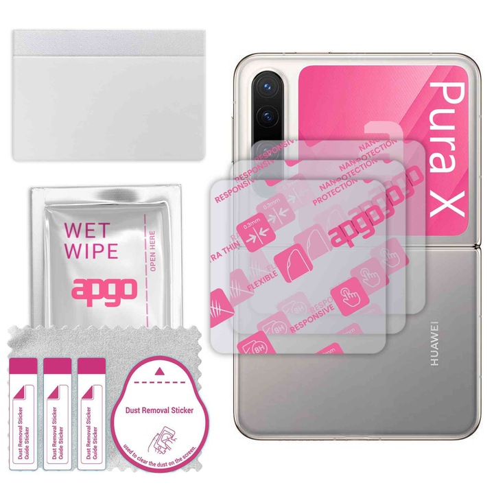 3x apgo Ultra-Clear Hybrid sticla protectoare compatibila cu Huawei Pura X, sticla nano flexibila, inlocuire excelenta pentru sticla temperata, rezistenta la zgarieturi