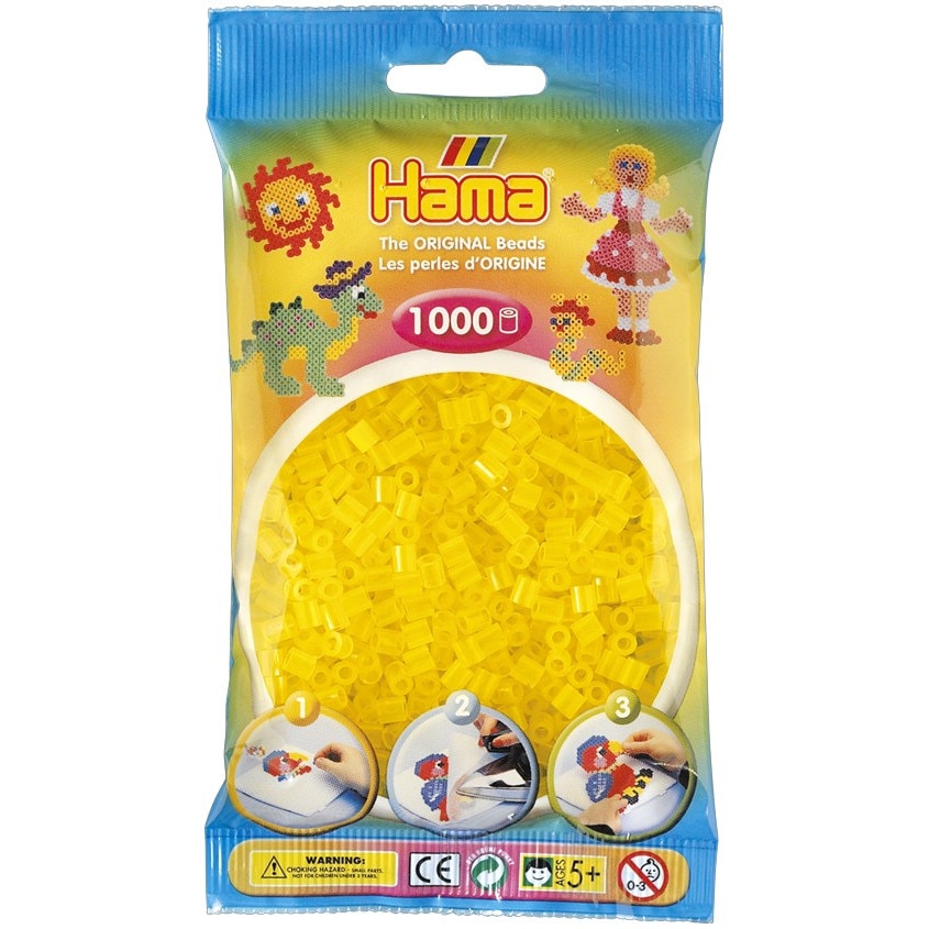 Margele de calcat HAMA MIDI GALBEN Transparent, 1000 buc in pungulita
