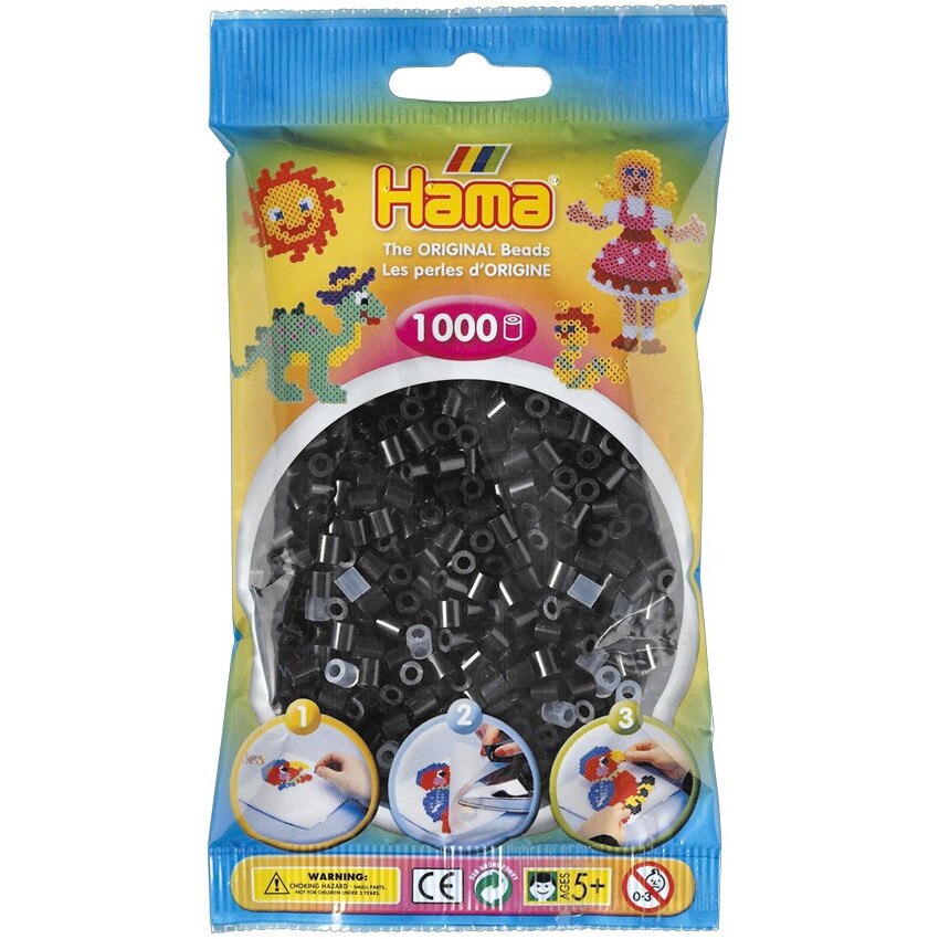 Margele de calcat HAMA MIDI NEGRU, 1000 buc in pungulita